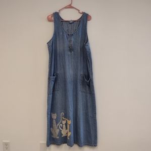 Haik's Denim Embroidered Cat Dress